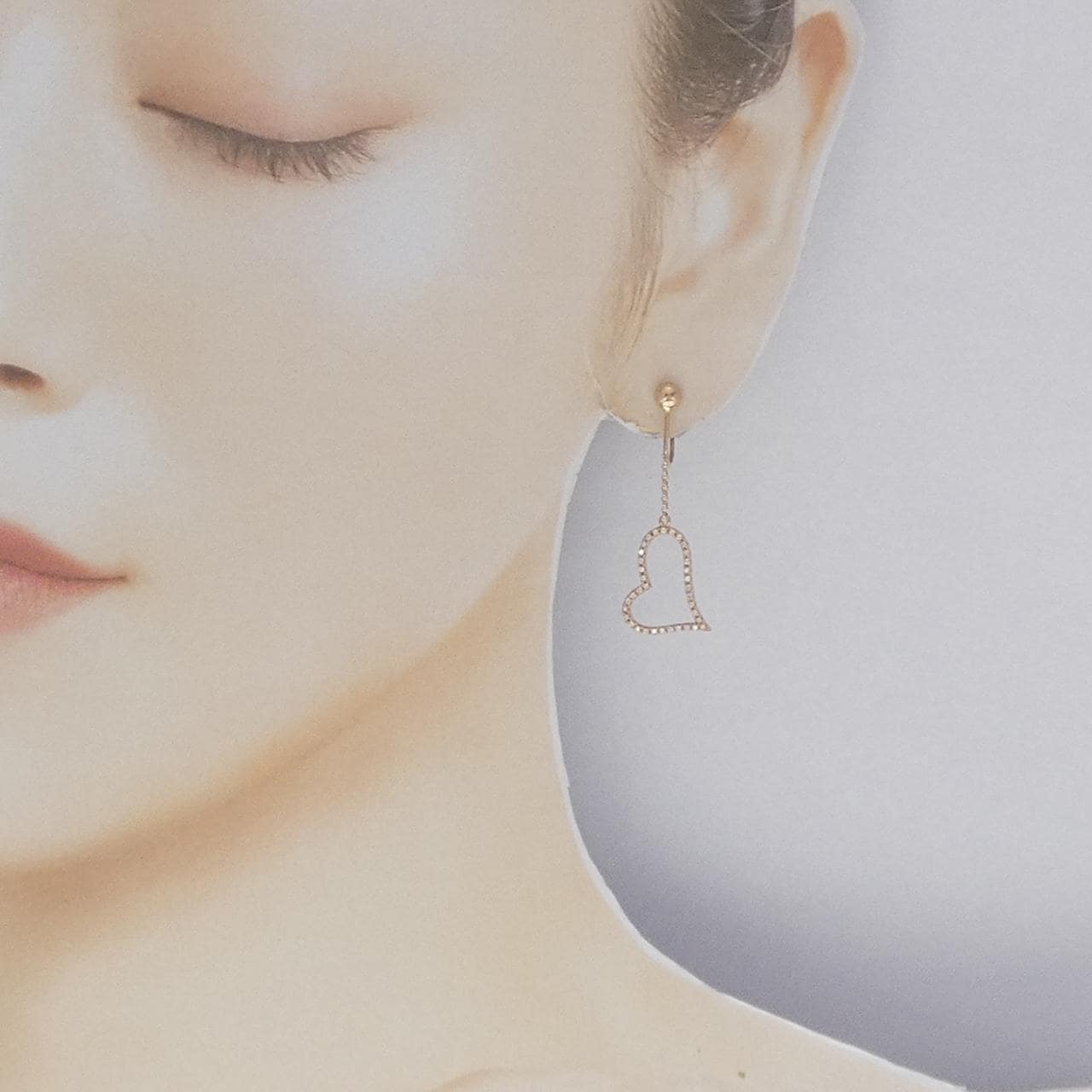 K18PG ハート ダイヤモンド イヤリング 0.24CT