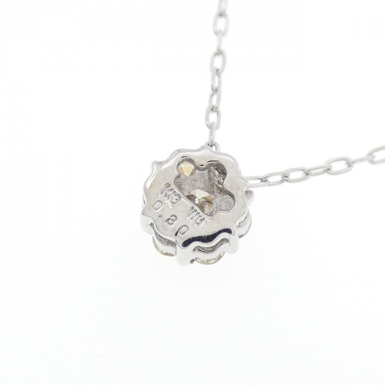 K18WG フラワー ダイヤモンド ネックレス 0.30CT