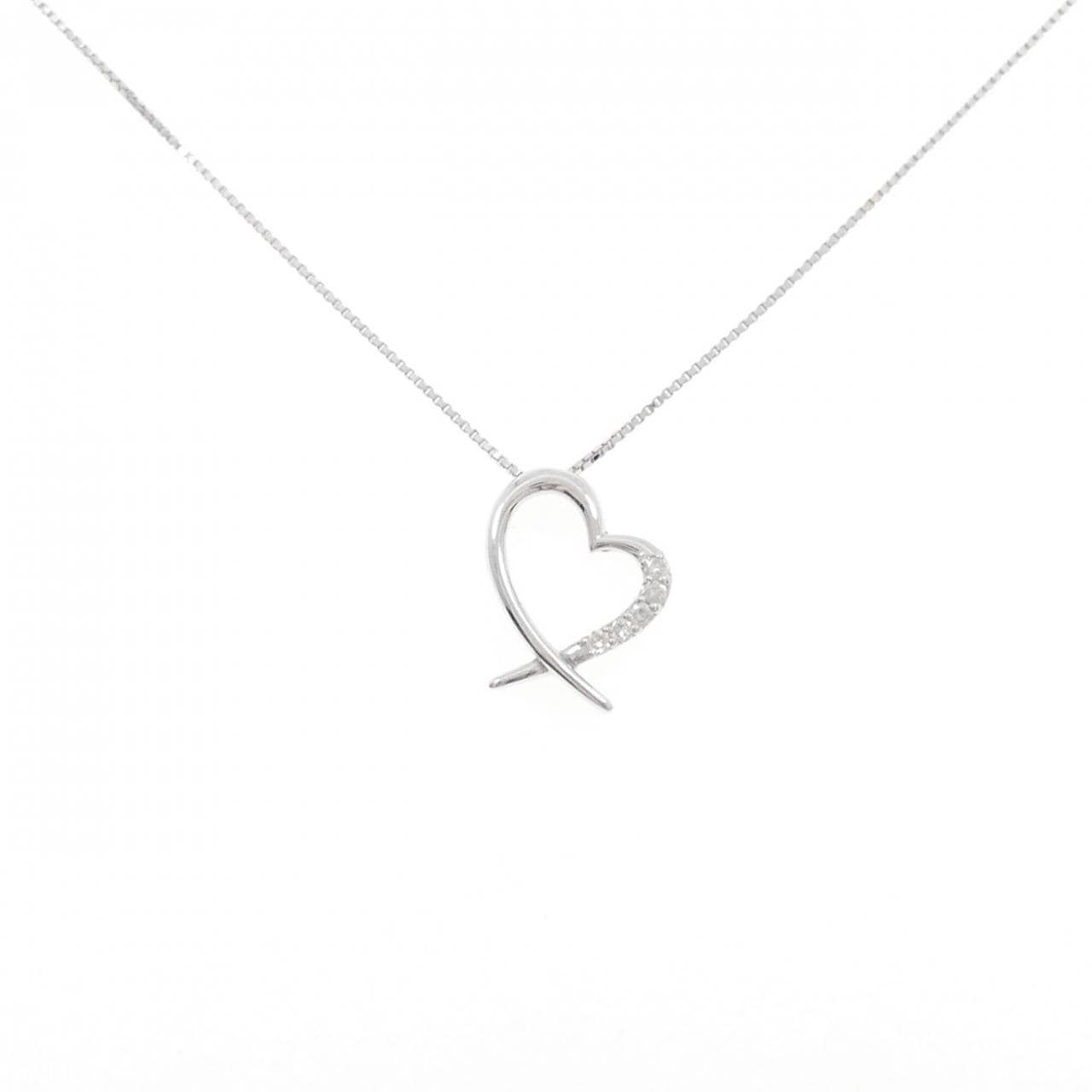 K10WG ハート ダイヤモンド ネックレス