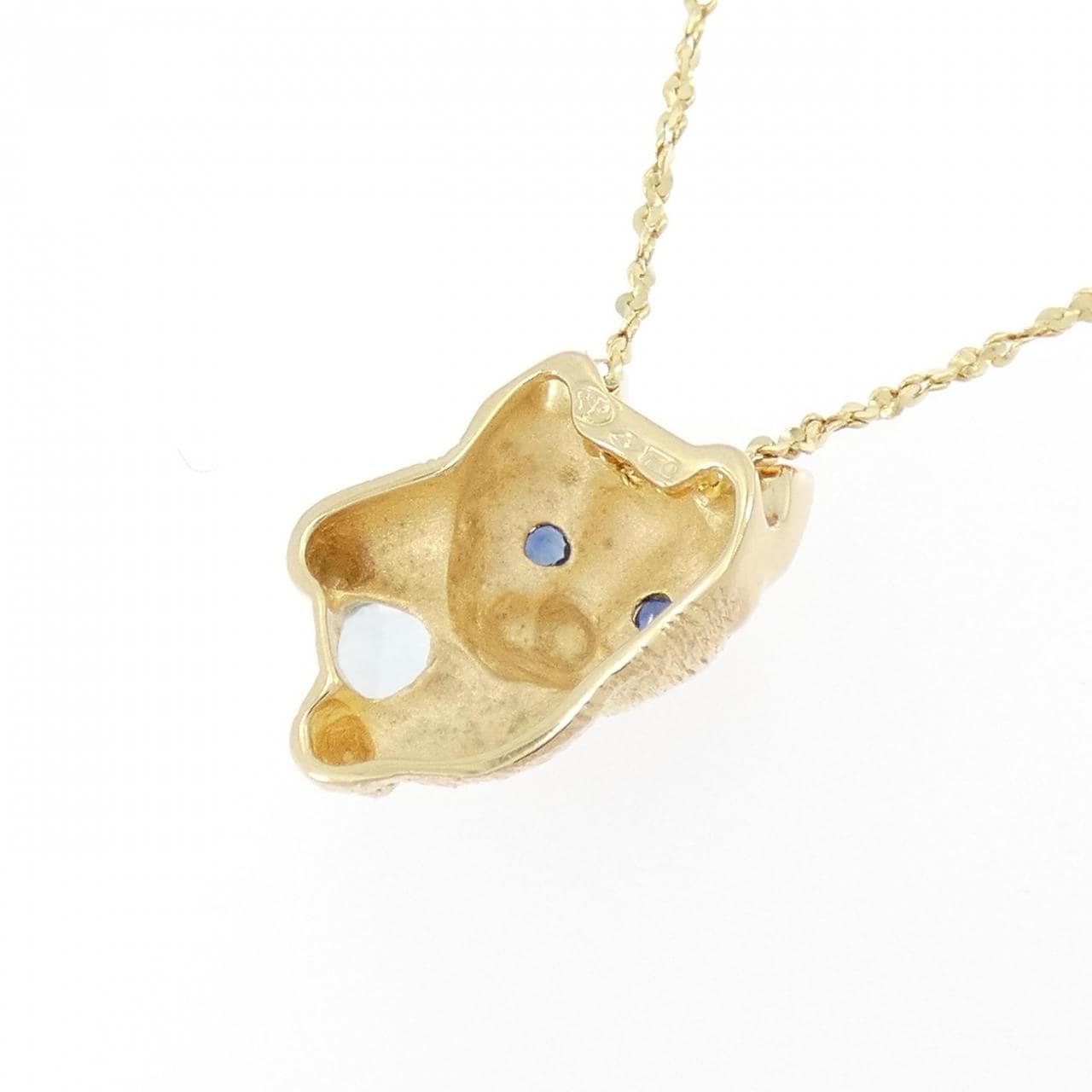 750YG キャット アクアマリン ネックレス