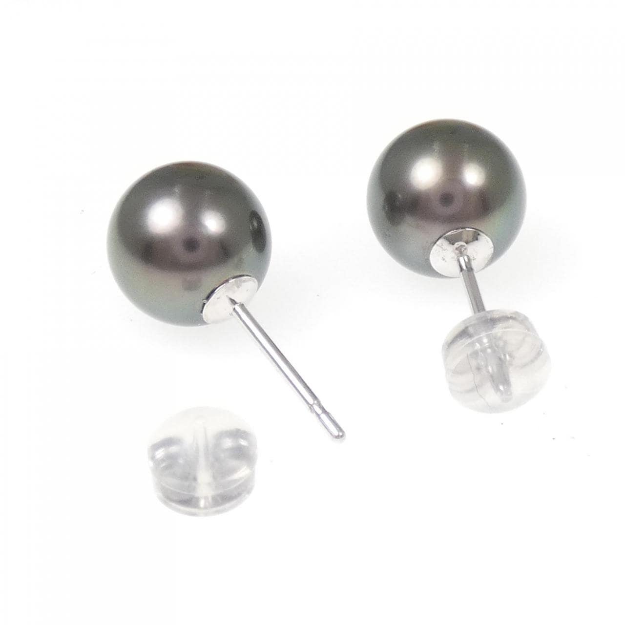 K14WG 黒蝶パール ピアス 9.6mm