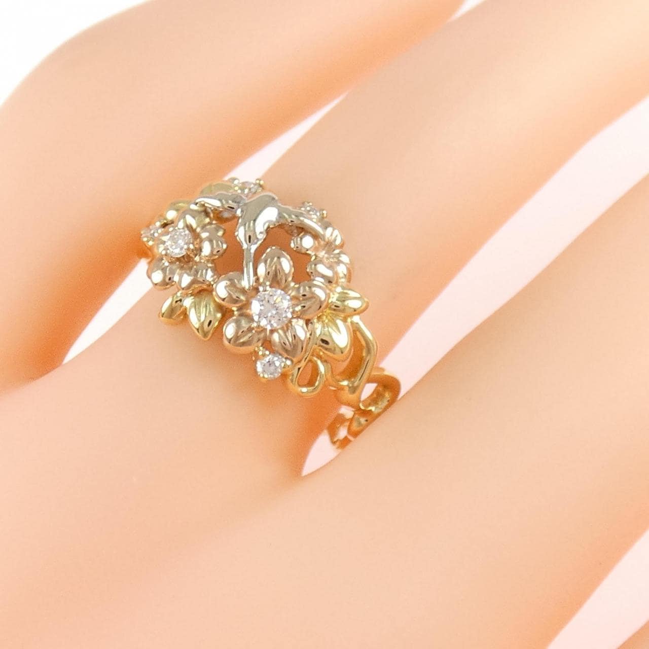 750スリーカラー ダイヤモンド リング 0.13CT