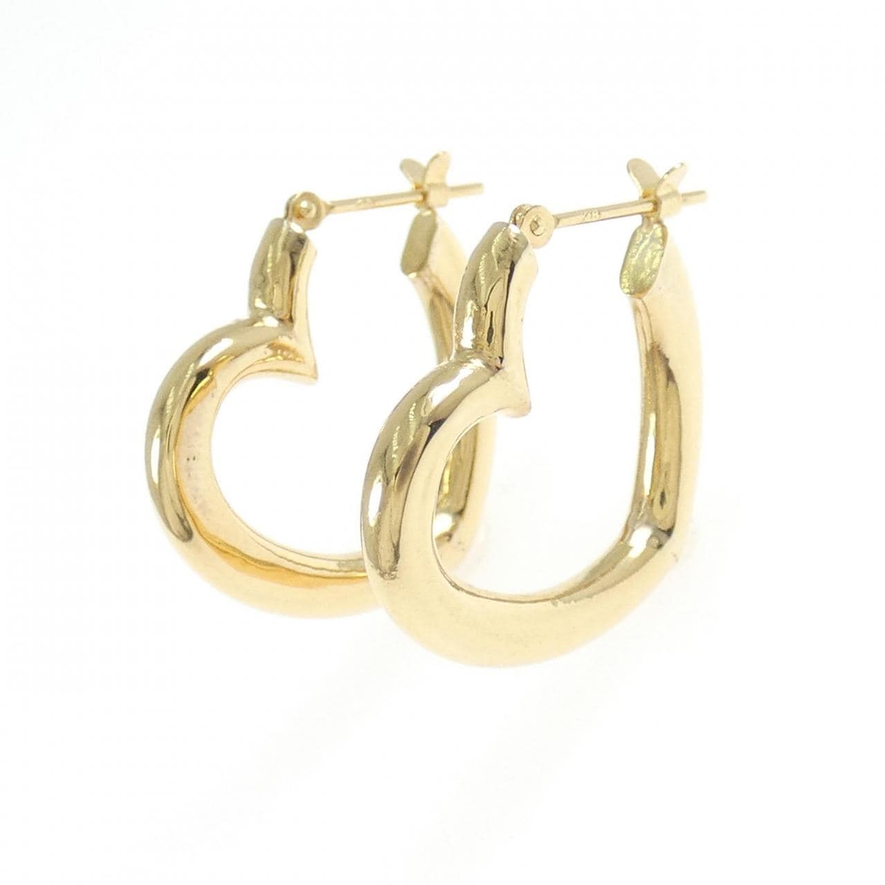 [BRAND NEW] K18YG Heart Hoop Earrings