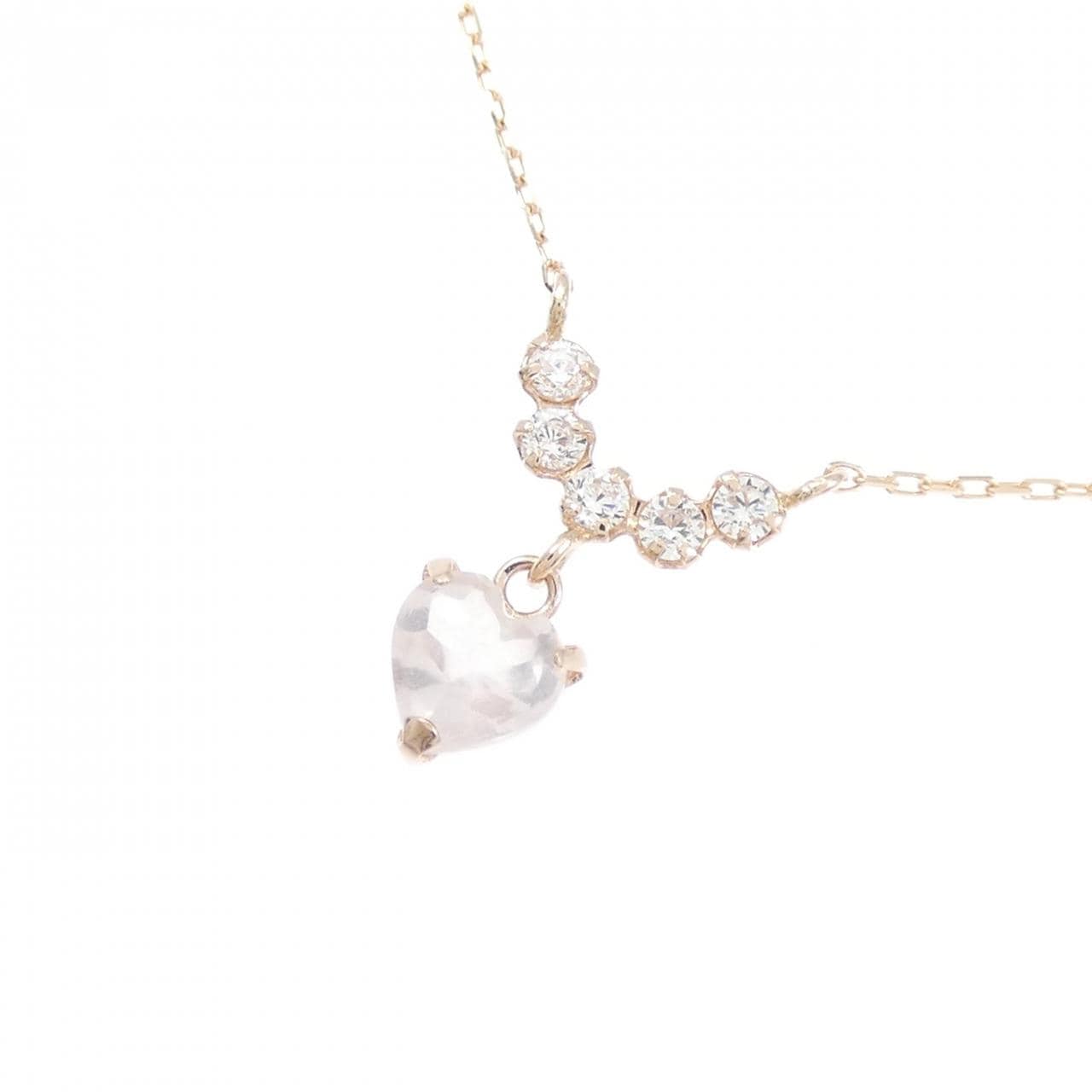 K10PG ハート ローズクオーツ ネックレス