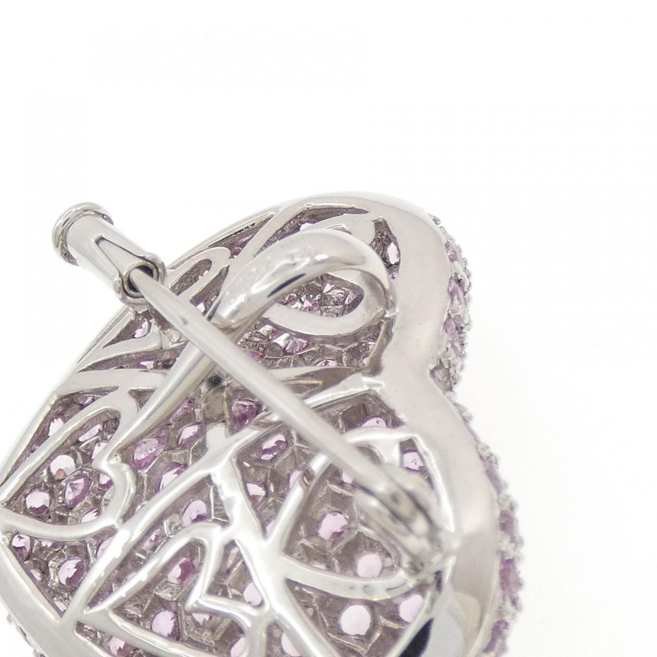 K18WG ハート サファイヤ ブローチ 6.37CT