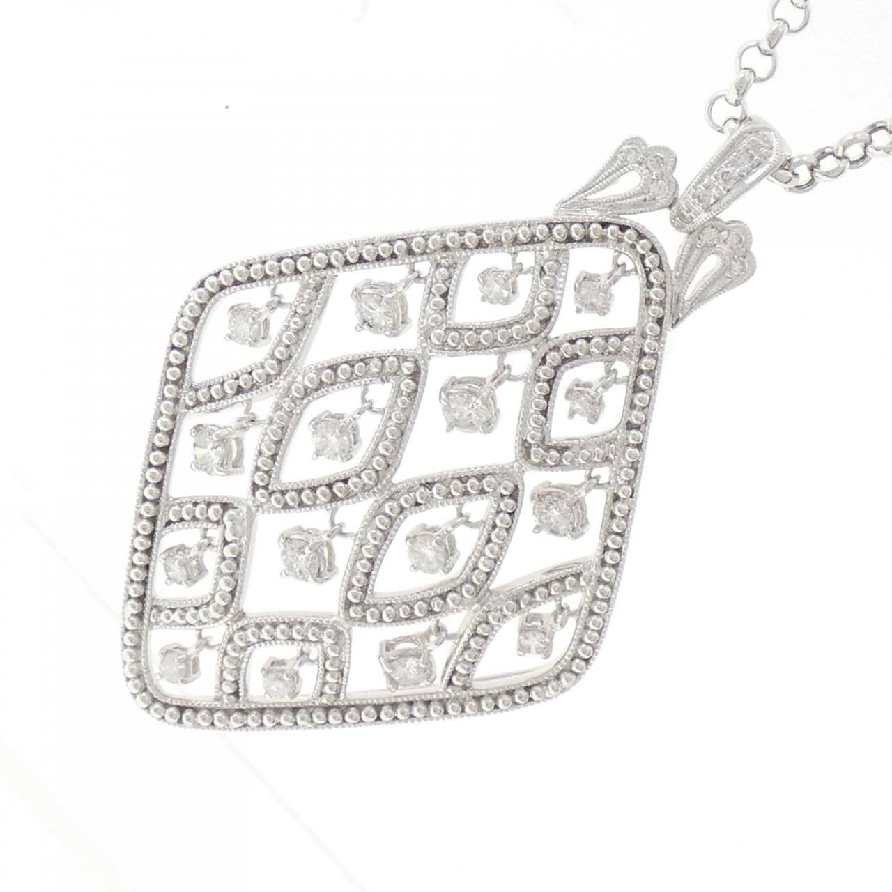 K18WG/750WG ダイヤモンド ネックレス 1.12CT