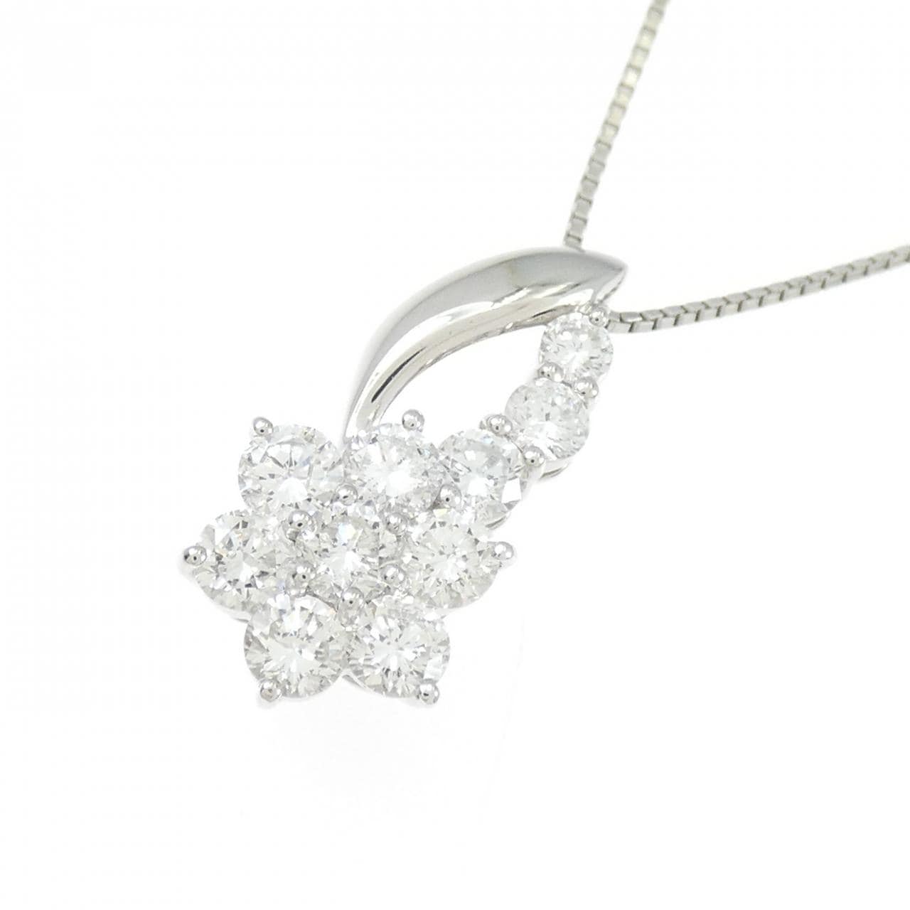 PT900/PT850 フラワー ダイヤモンド ネックレス 1.04CT