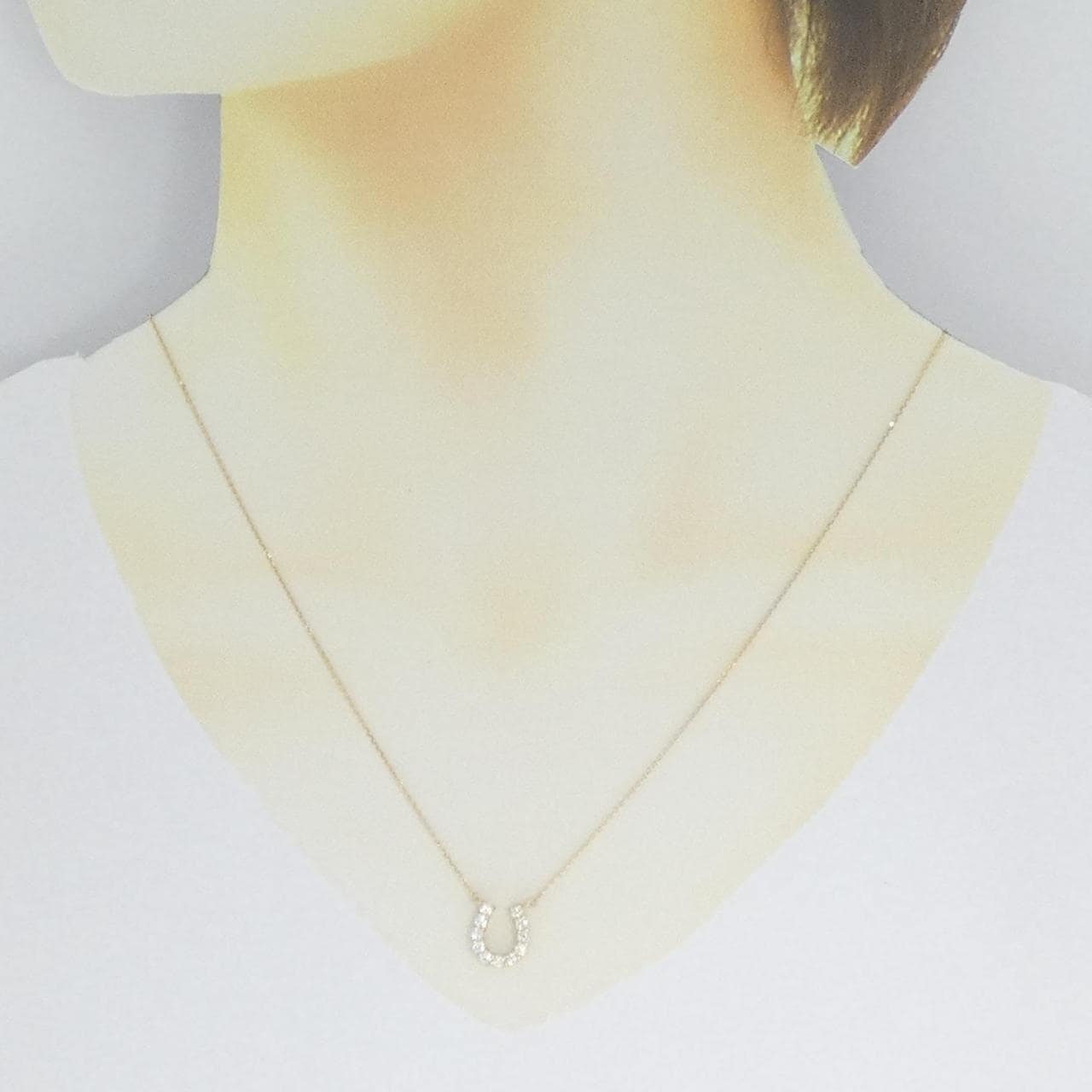 【新品】K18YG ホースシュー ダイヤモンド ネックレス 0.319CT