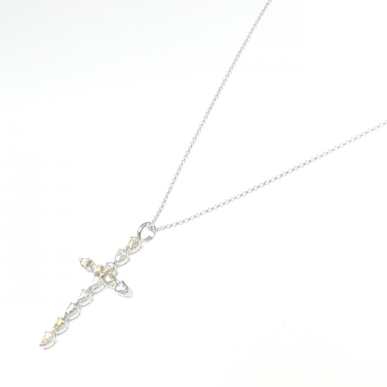 750WG/K18WG クロス ダイヤモンド ネックレス 1.27CT