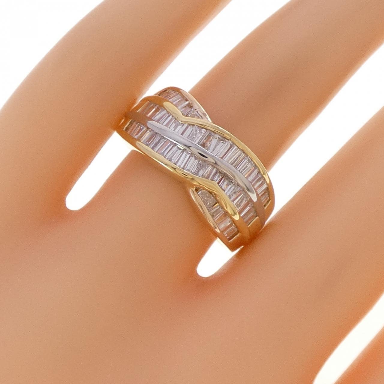 K18YG/PT900 ダイヤモンド リング 1.52CT