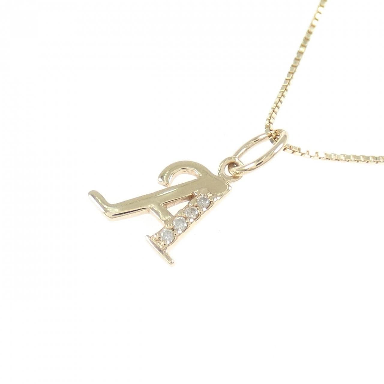 K10YG 字母 A钻石项链 0.02克拉