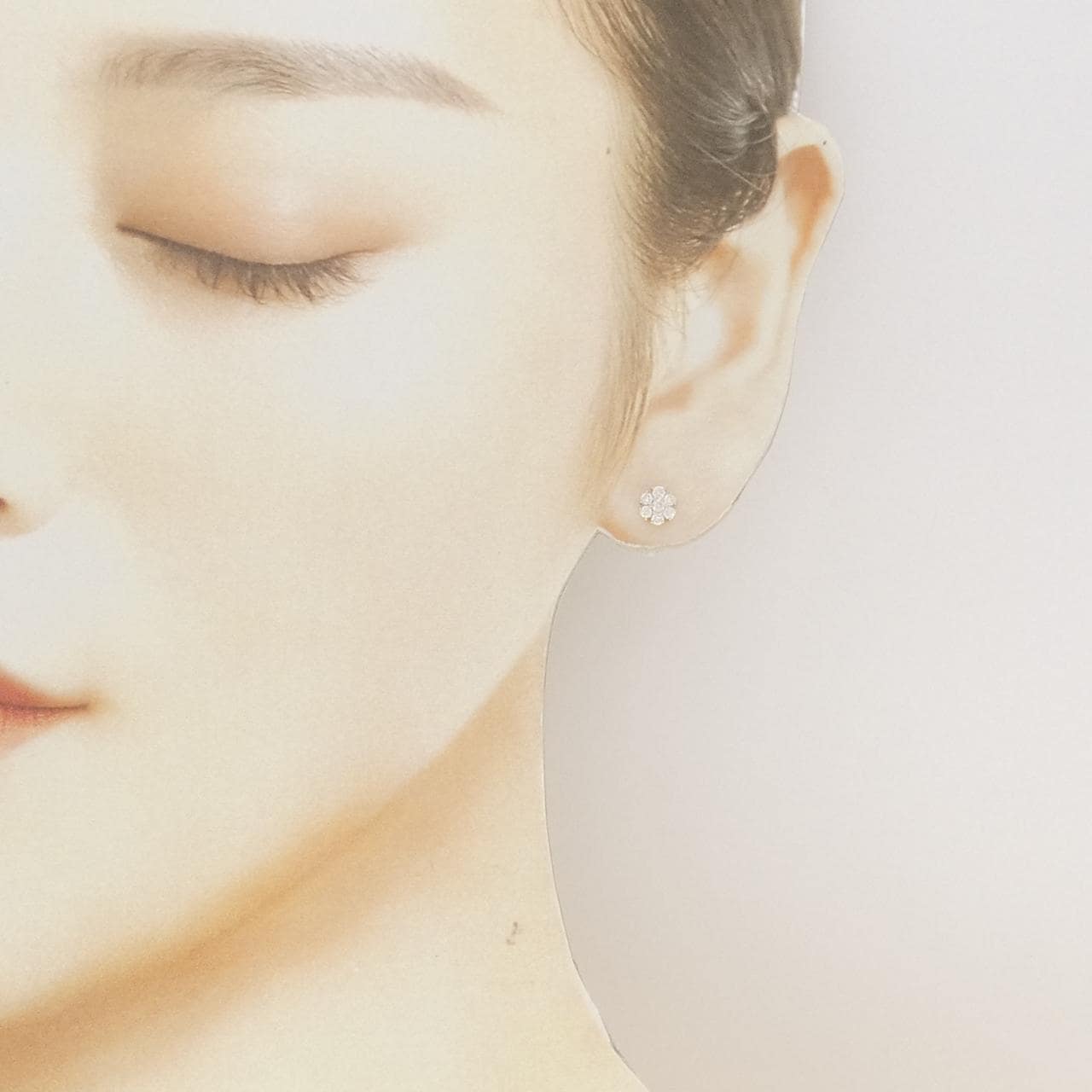 【リメイク】K10YG フラワー ダイヤモンド ピアス 0.30CT