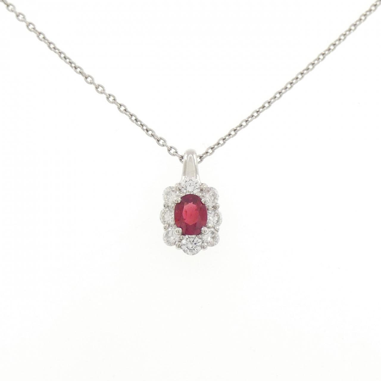 PT900/PT850 ルビー ネックレス 0.591CT
