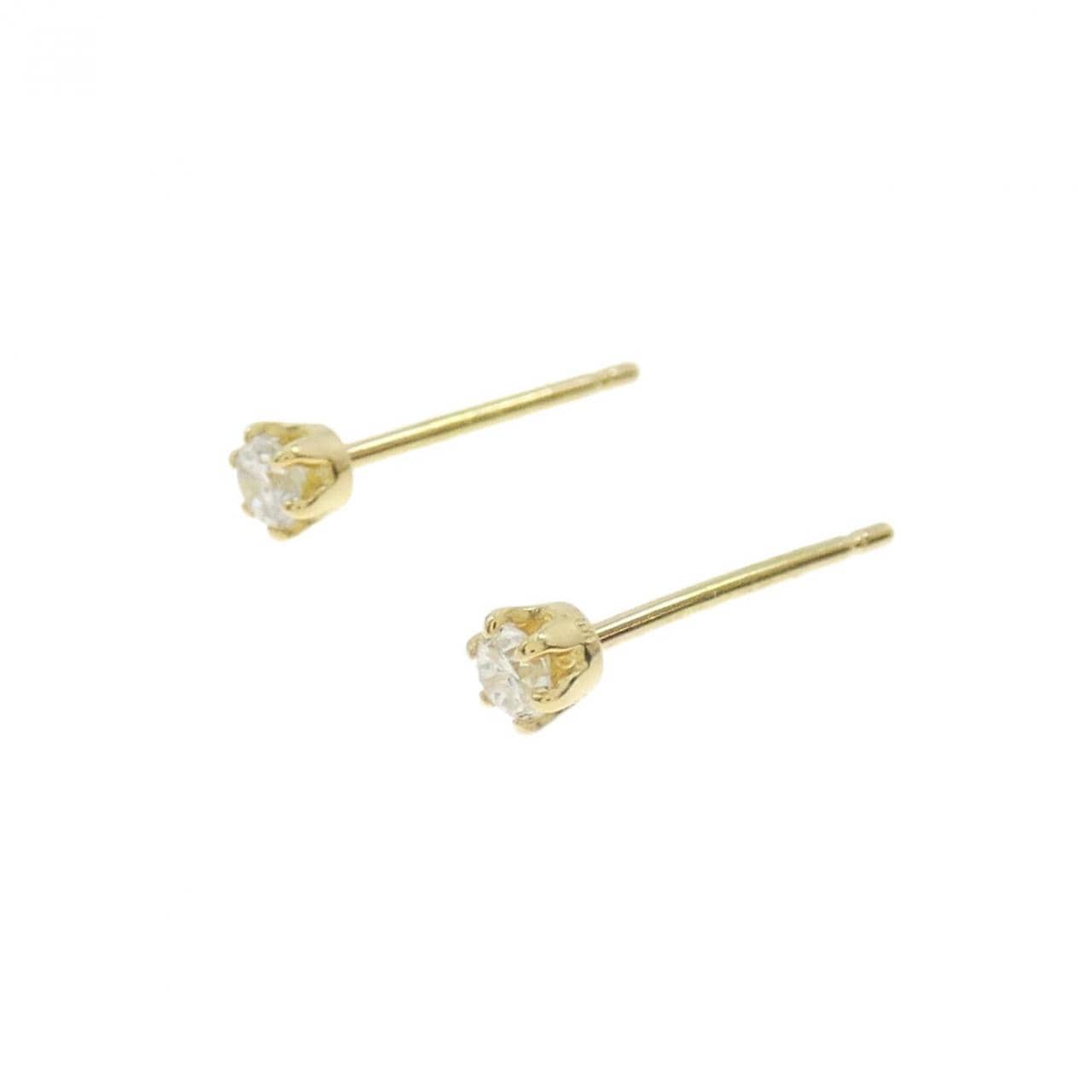 K18YG ソリティア ダイヤモンド ピアス 0.10CT