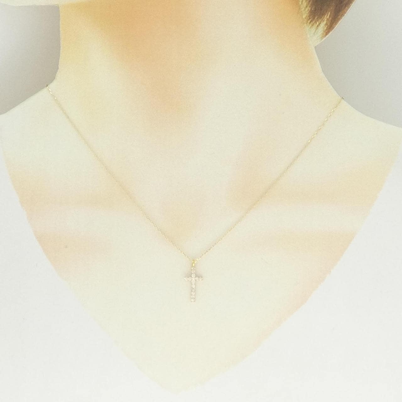 K18YG クロス ダイヤモンド ネックレス 0.14CT
