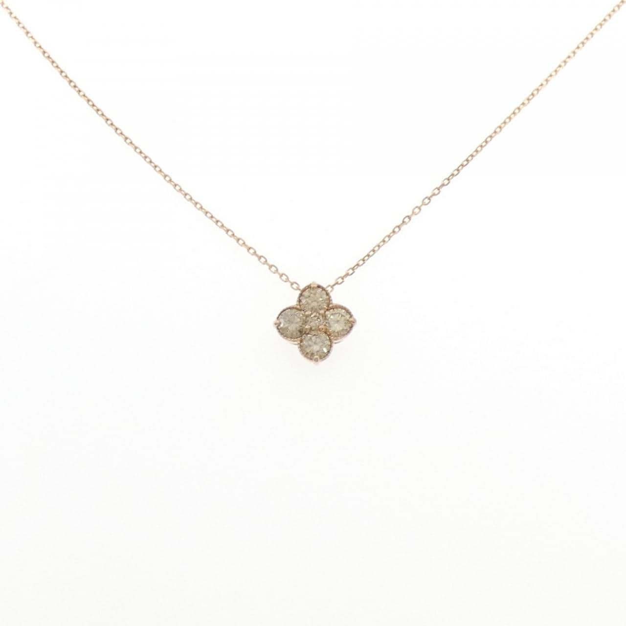 K18PG フラワー ダイヤモンド ネックレス 0.70CT