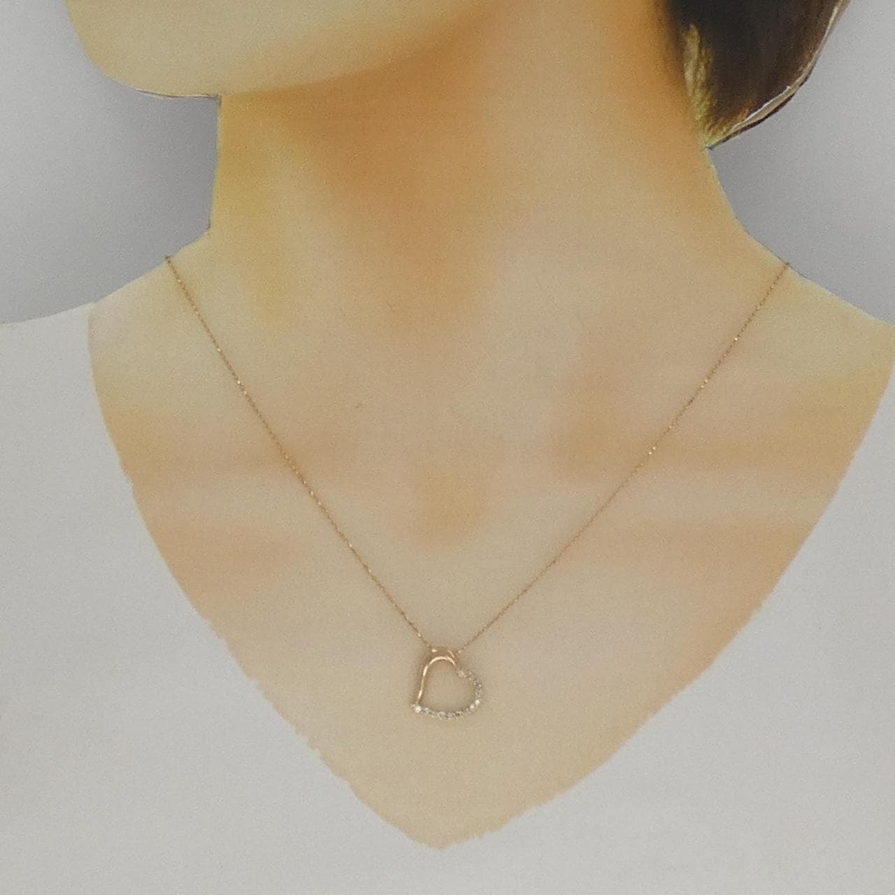 K18PG ハート ダイヤモンド ネックレス 0.16CT