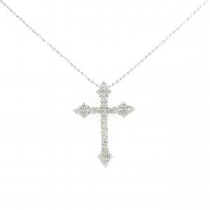 K18WG クロス ダイヤモンド ネックレス 0.50CT