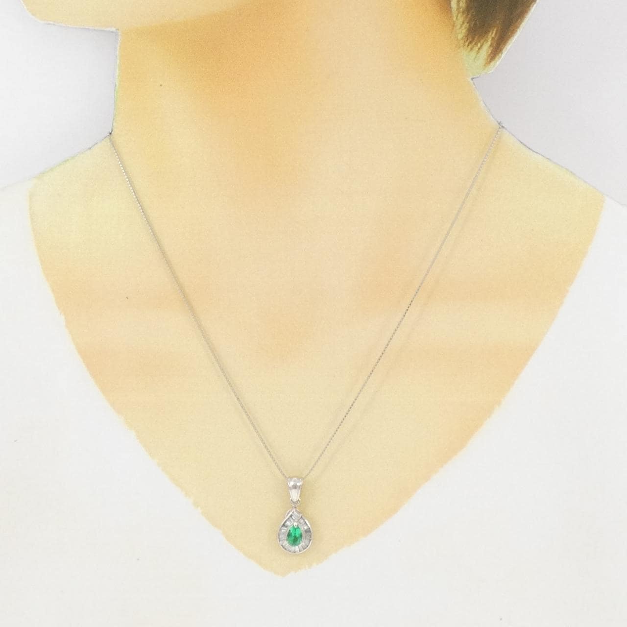 PT900/PT850 エメラルド ネックレス 0.46CT