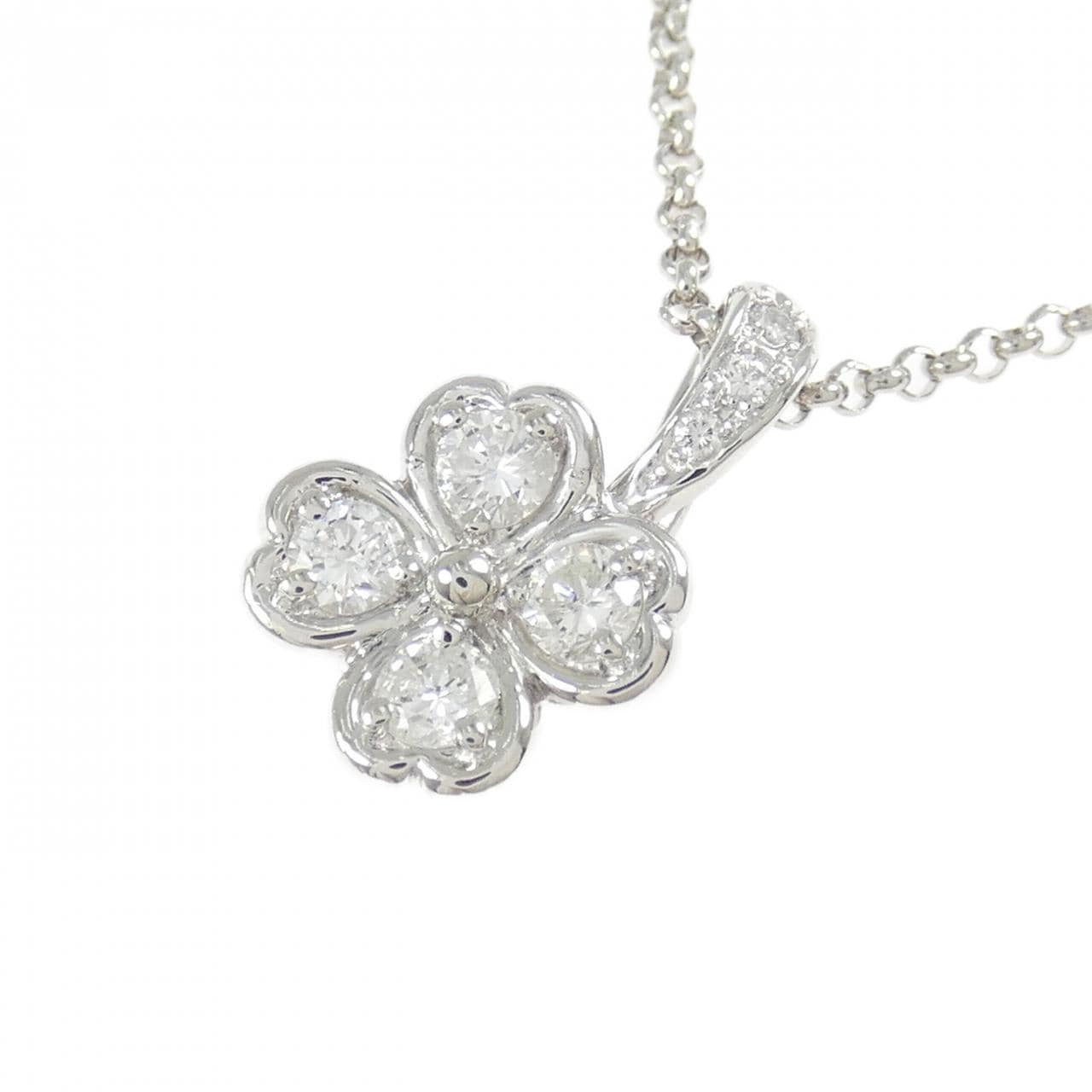 PT900/PT850 フラワー ダイヤモンド ネックレス 0.50CT