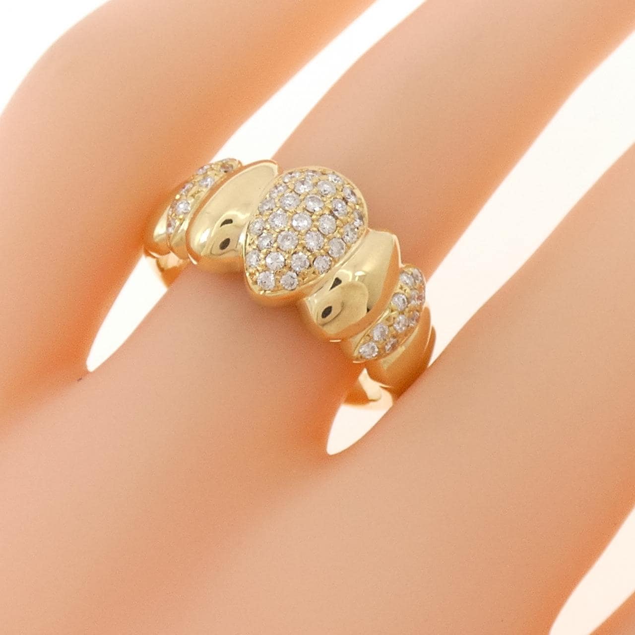K18YG パヴェ ダイヤモンド リング 0.36CT