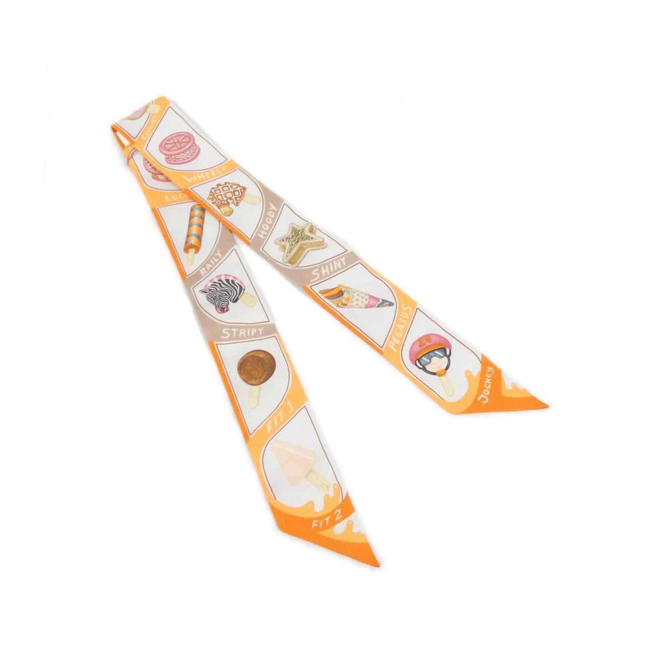 [Unused items] HERMES FUNNY ICE CREAM Twilly 064109S Scarf