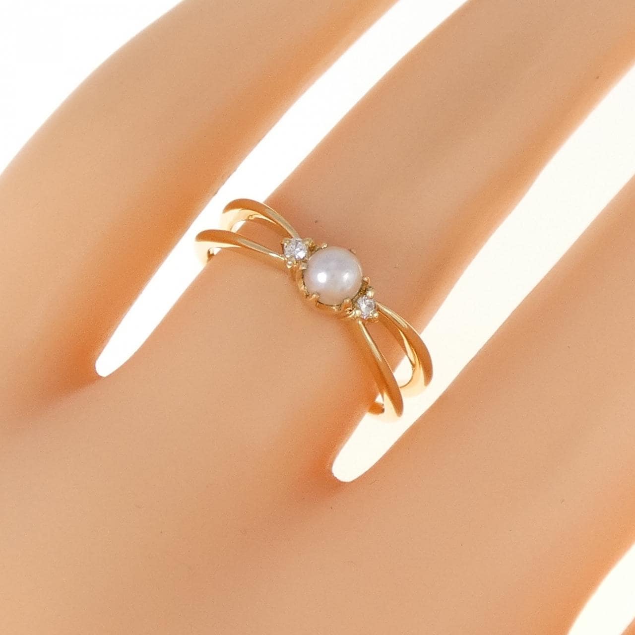 K18YG Akoya pearl ring 3.7mm