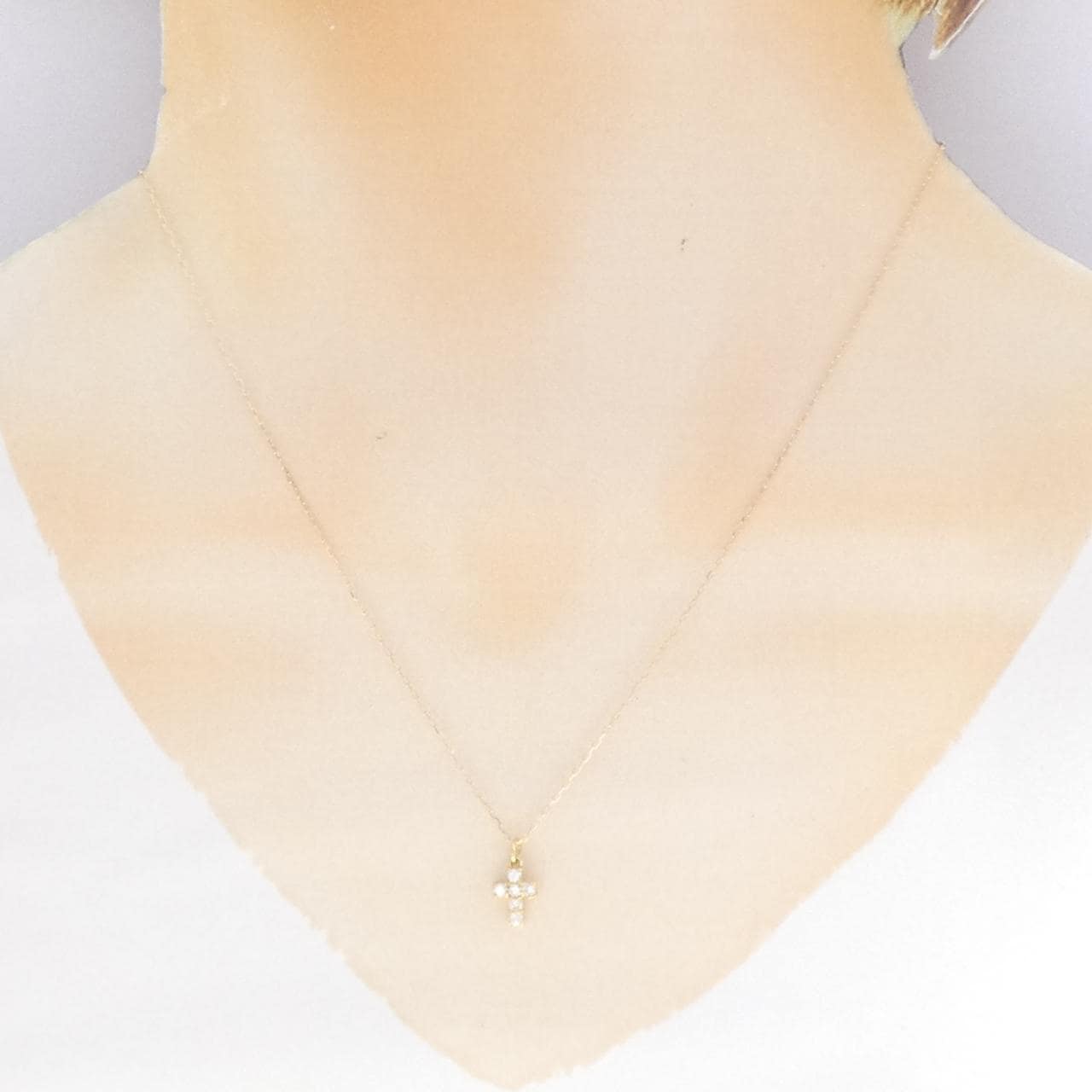 K18YG クロス ダイヤモンド ネックレス 0.15CT