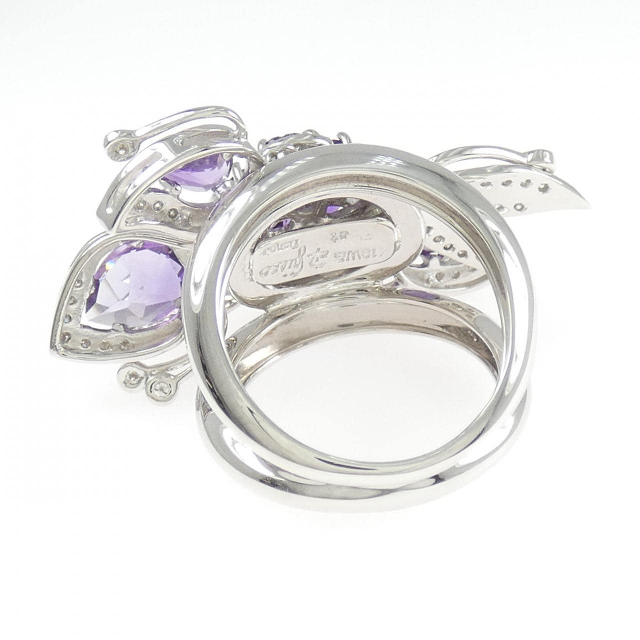 K18WG フラワー アメジスト リング