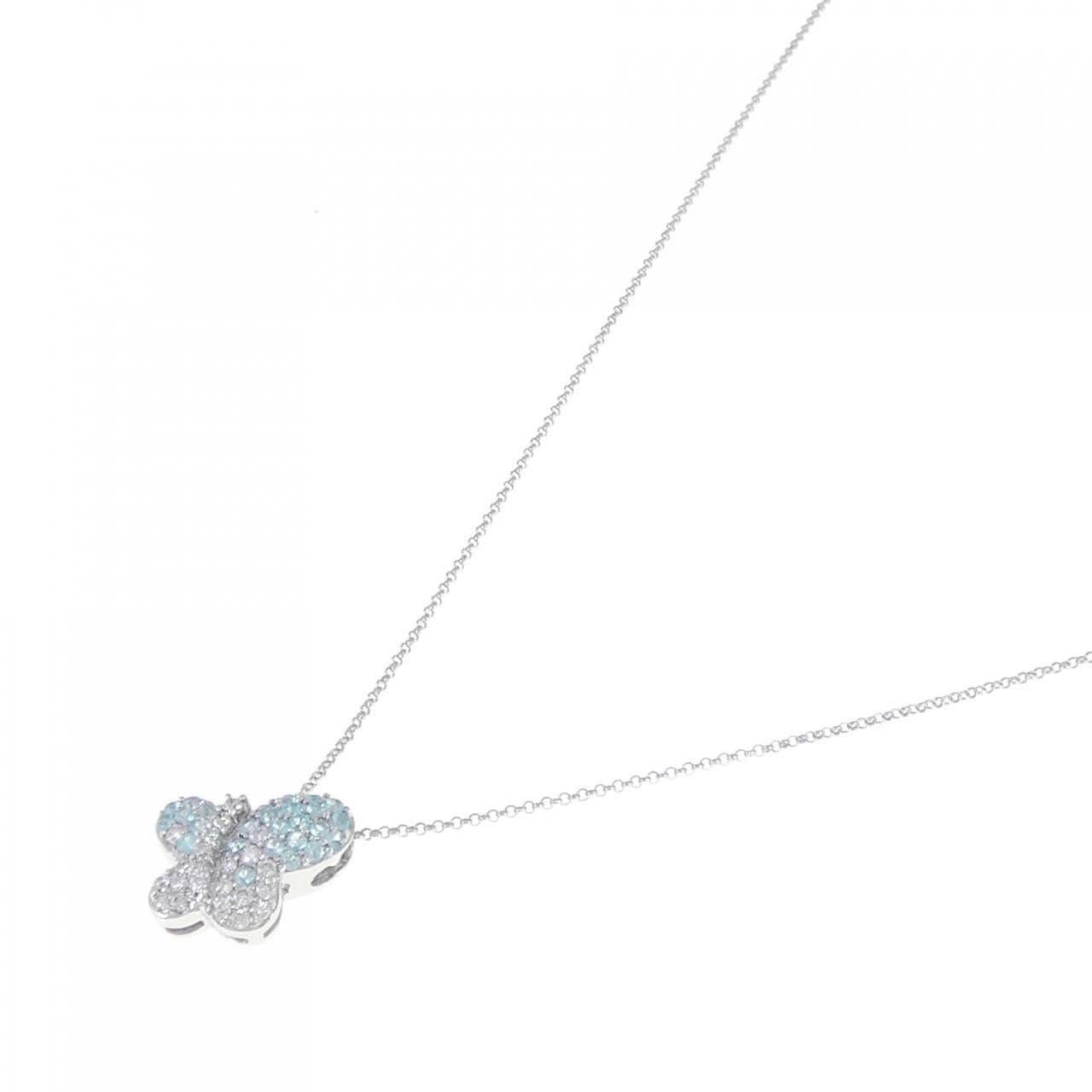 K18WG butterfly Tourmaline necklace 0.28CT