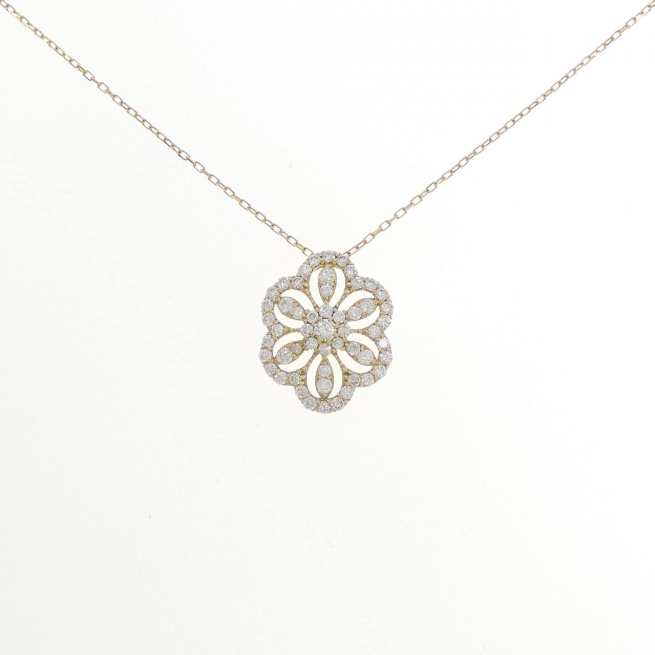 K18YG 花朵鑽石項鍊 0.50CT
