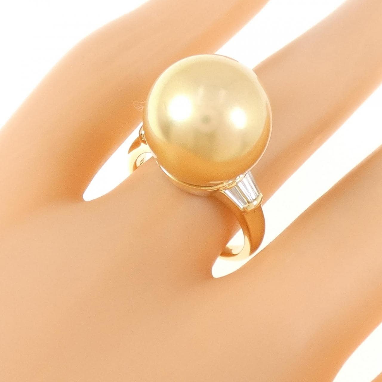 K18YG 白蝶パール リング 14mm