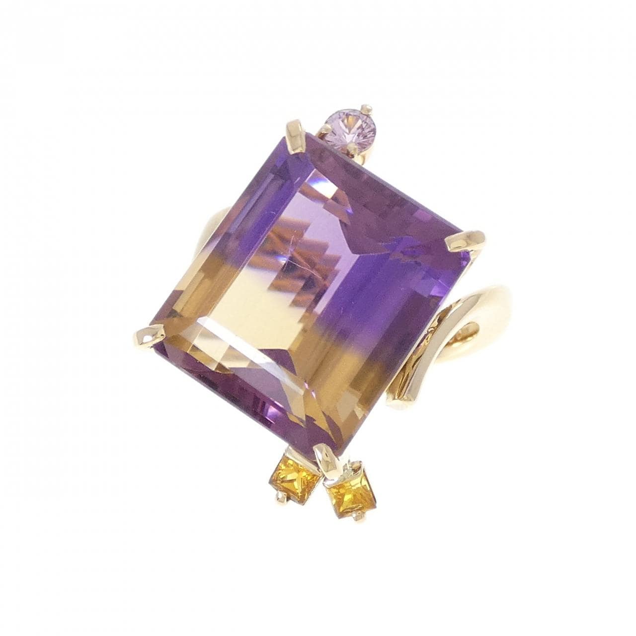 K18YG アメトリン リング 13.66CT