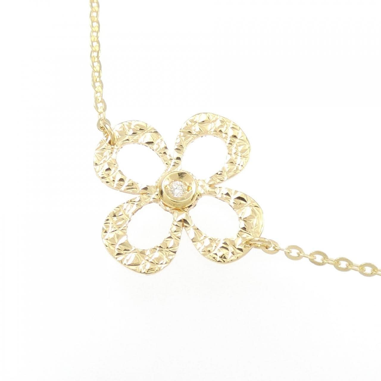 K18YG flower Diamond necklace 0.16CT