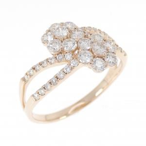 K18PG フラワー ダイヤモンド リング 1.30CT