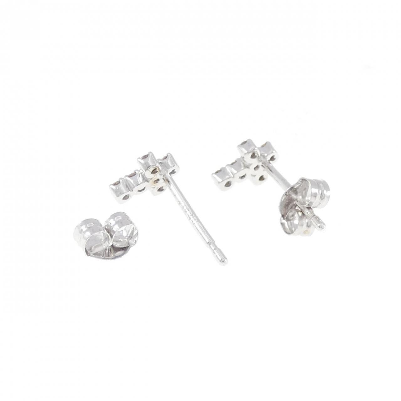 K18WG Cross Diamond Earrings 0.12CT