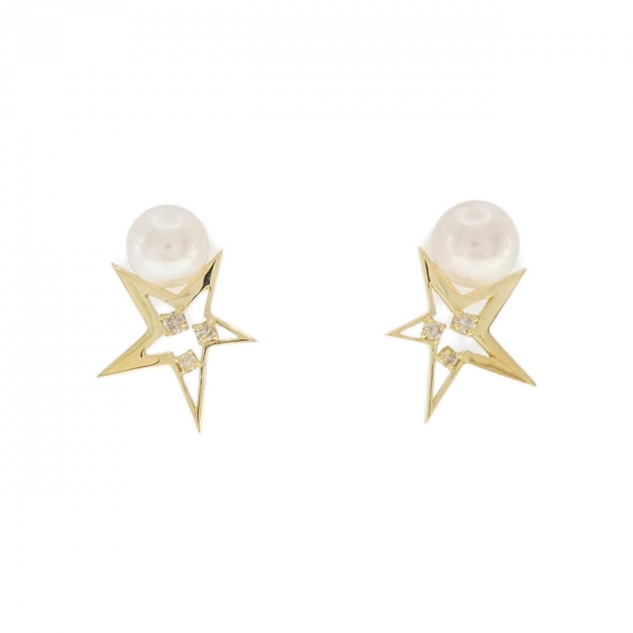 K18YG Star Akoya Pearl Earrings 5.5mm