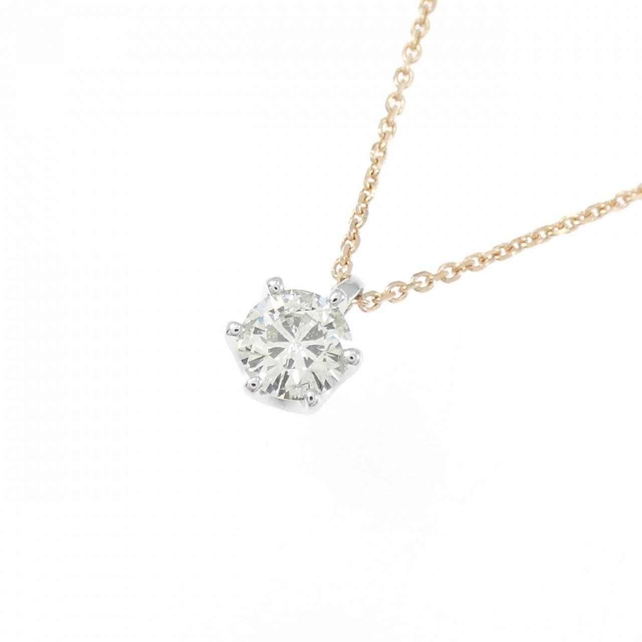 K18WG/K10PG ソリティア ダイヤモンド ネックレス 0.30CT
