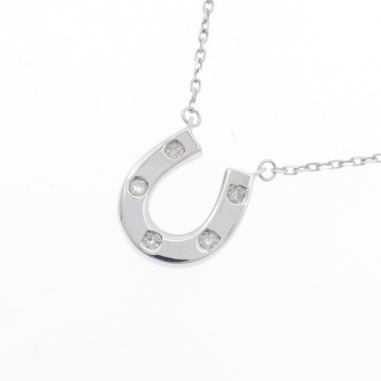 K14WG ホースシュー ダイヤモンド ネックレス