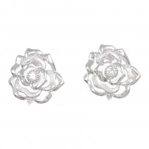 K18WG flower Diamond earrings 0.14CT