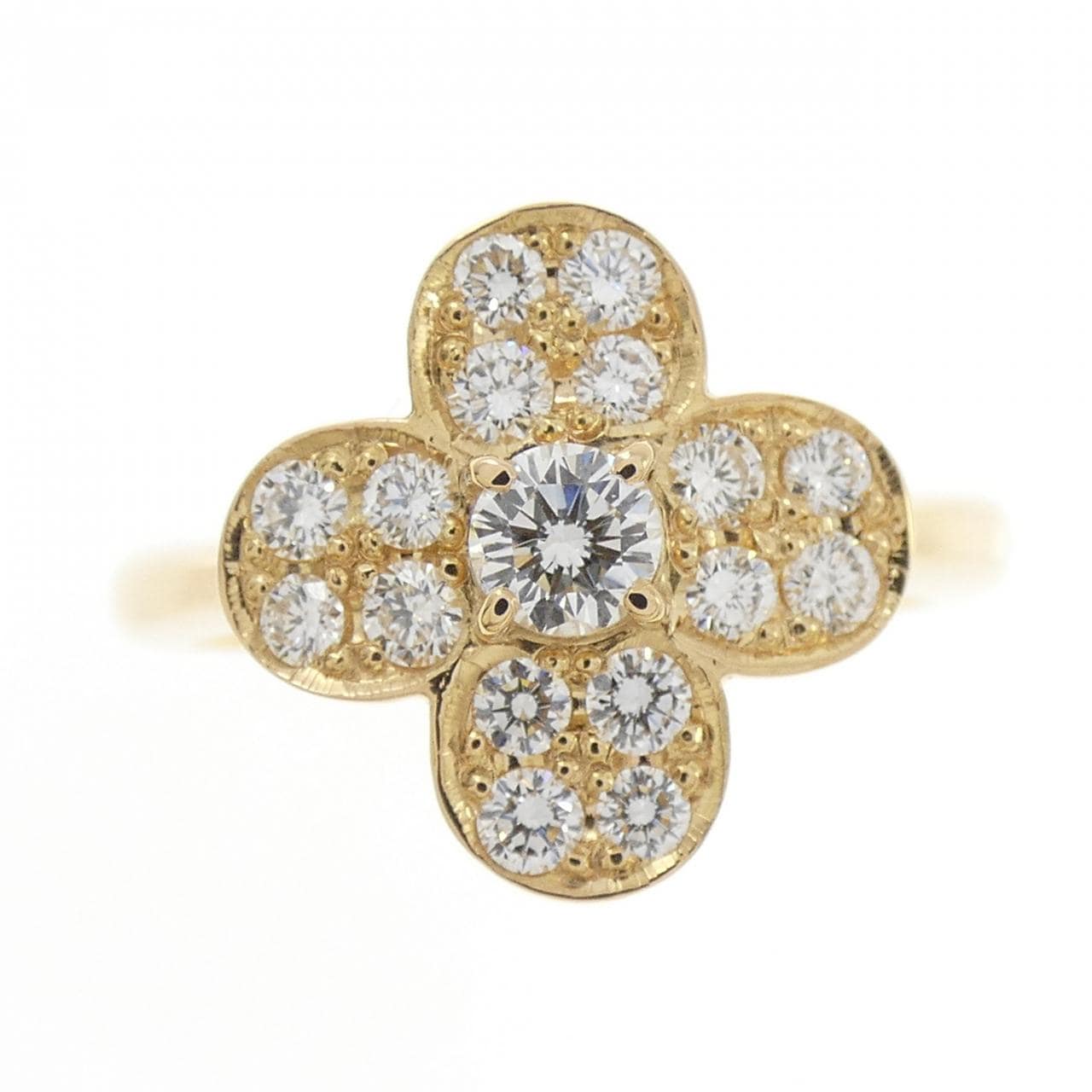 K18YG フラワー ダイヤモンド リング 0.16CT