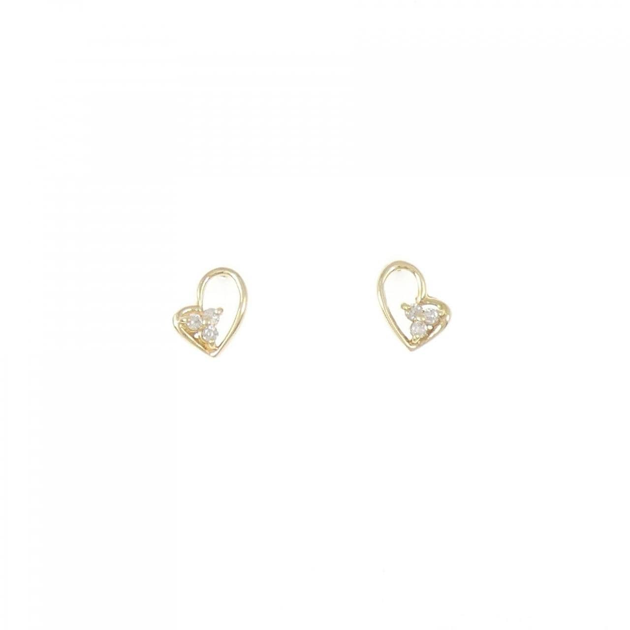 K18YG 心形钻石耳环