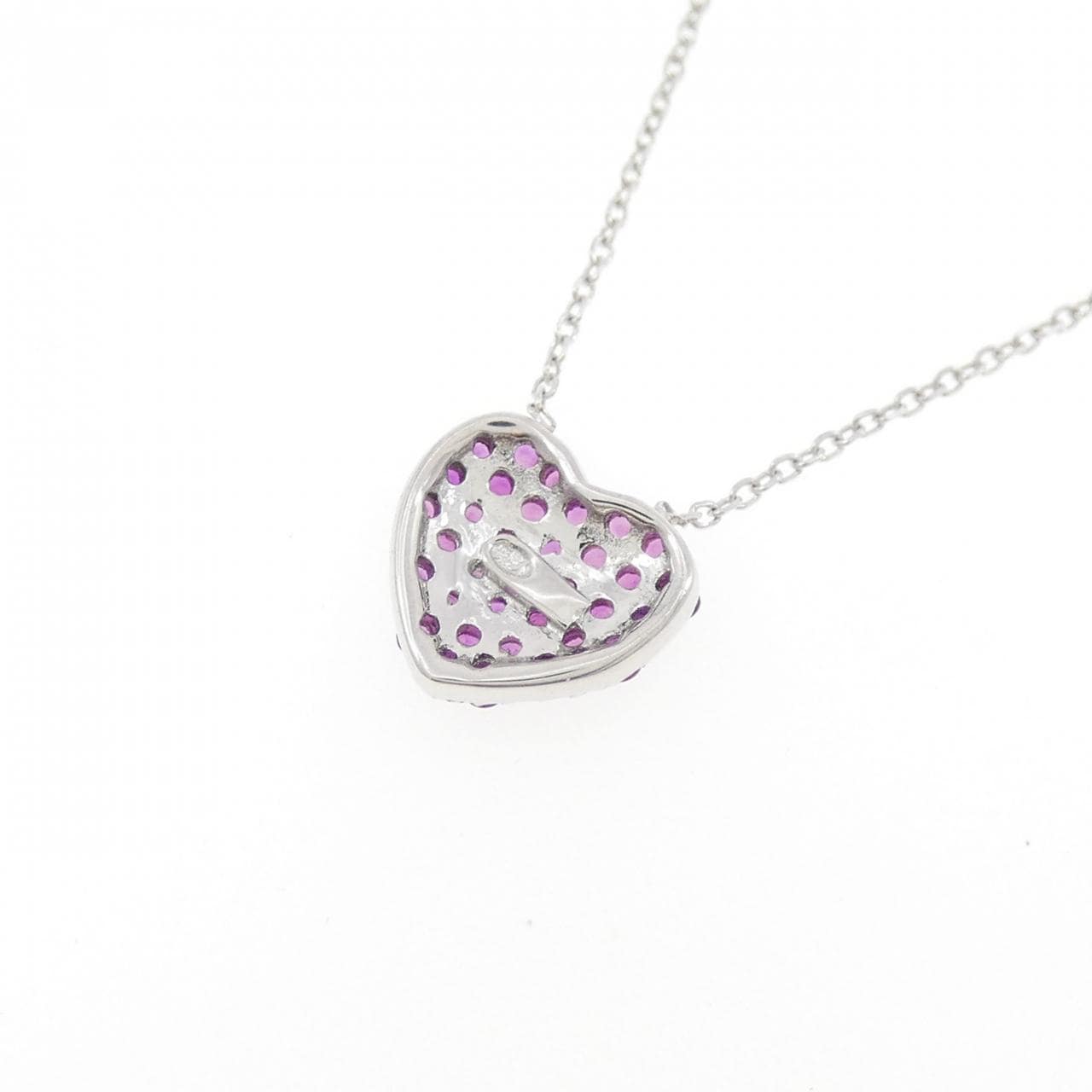 K18WG ハート ルビー ネックレス