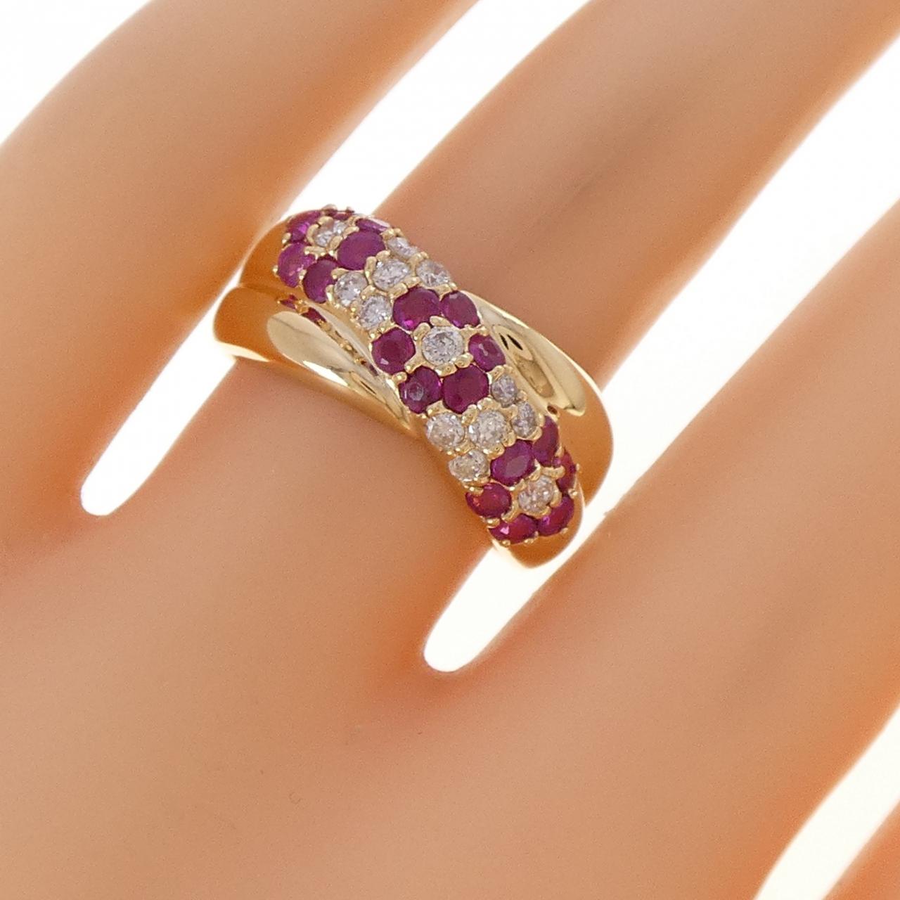 K18YG フラワー ルビー リング 1.00CT