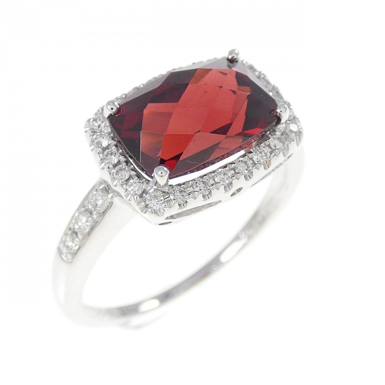 K18WG ガーネット リング 2.10CT
