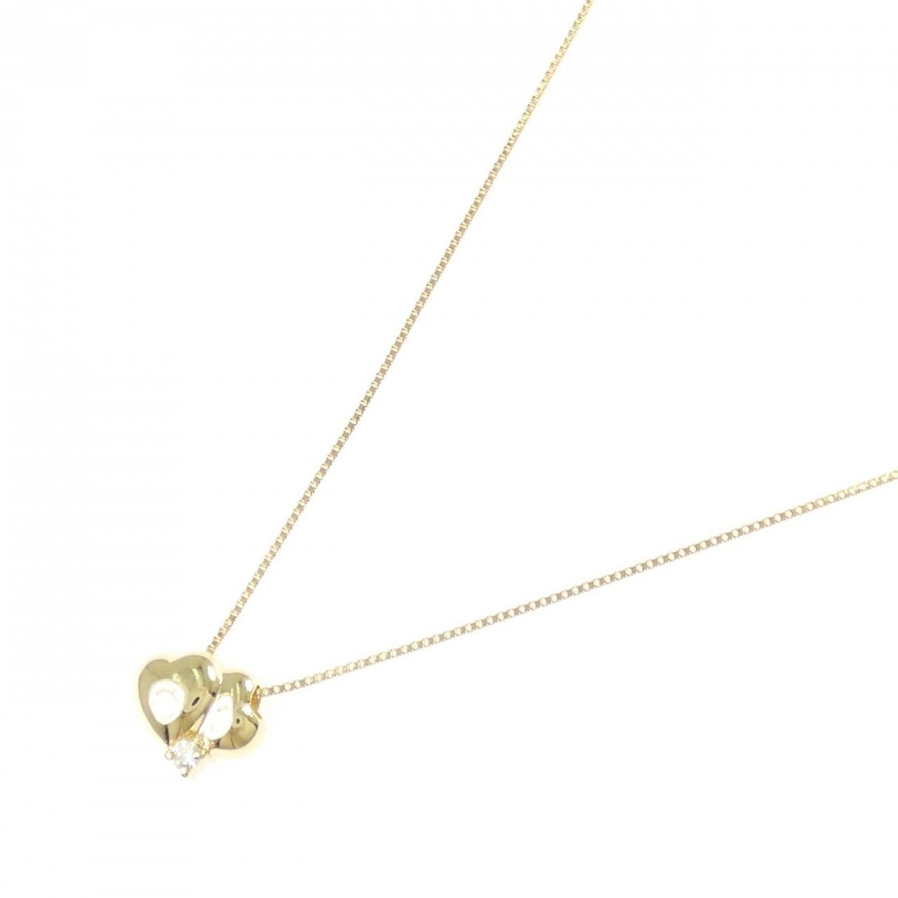 K18YG ハート ダイヤモンド ネックレス 0.02CT