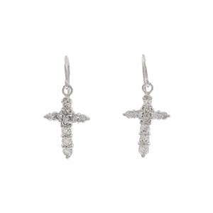 PT900 クロス ダイヤモンド ピアス 0.50CT