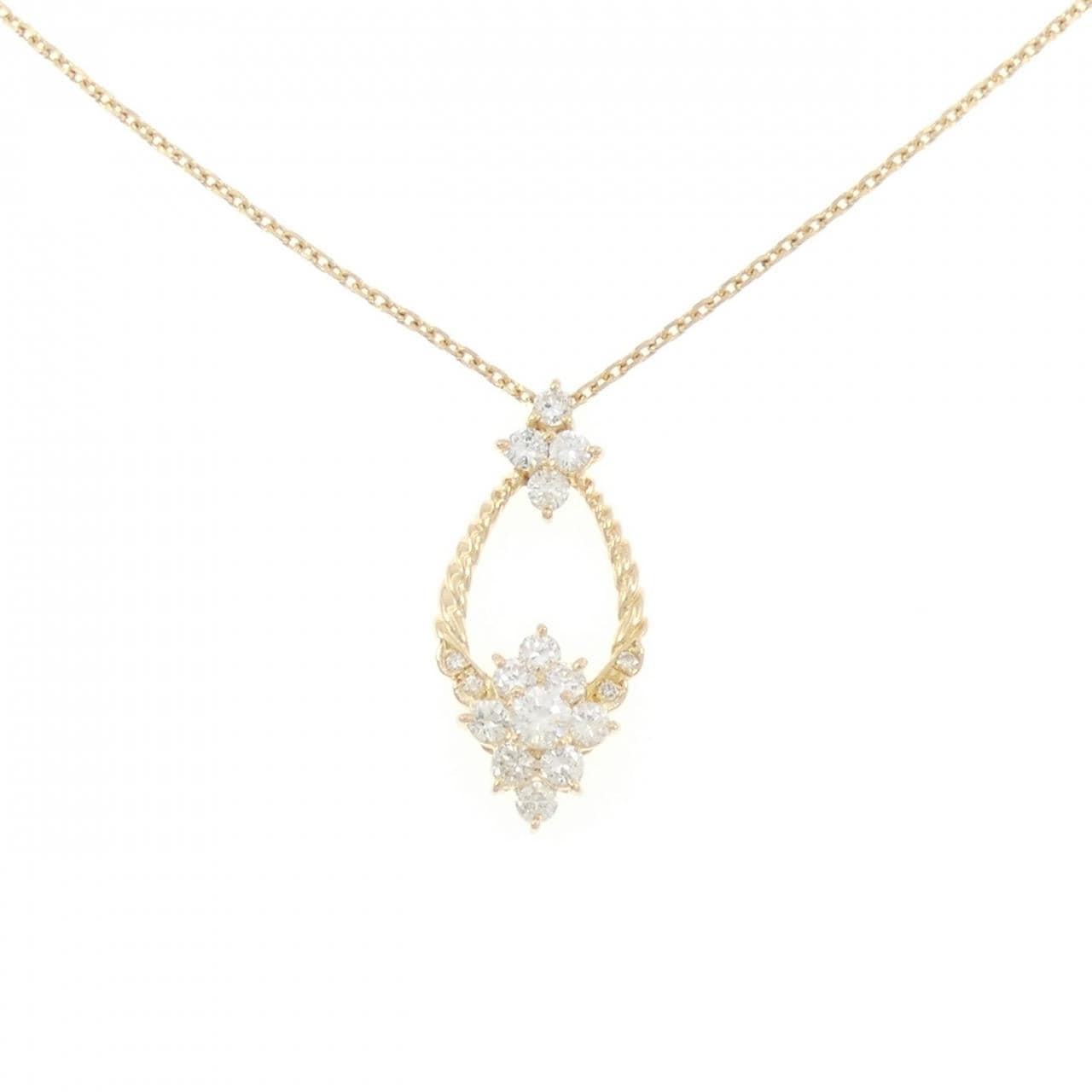 K18YG フラワー ダイヤモンド ネックレス 0.80CT