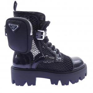 プラダ PRADA メッシュ コンバット トライアングルロゴ 1T337O ブーツ