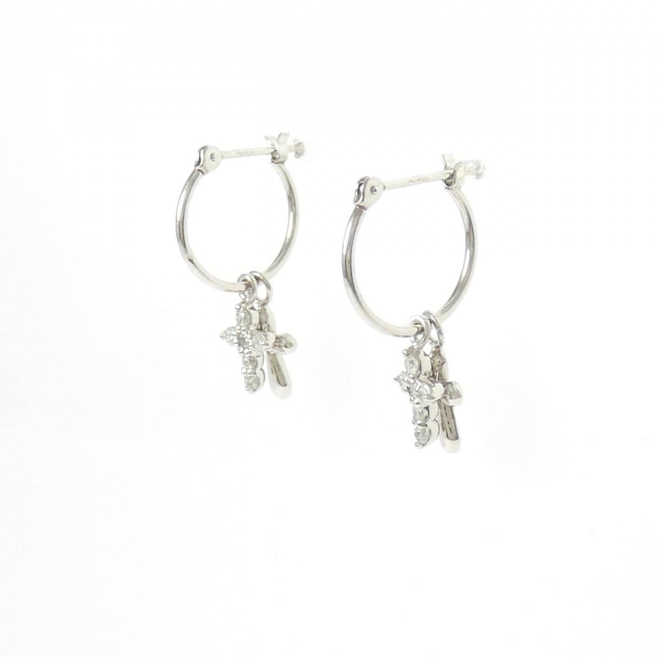 PT900 2WAY クロス ダイヤモンド ピアス 0.30CT